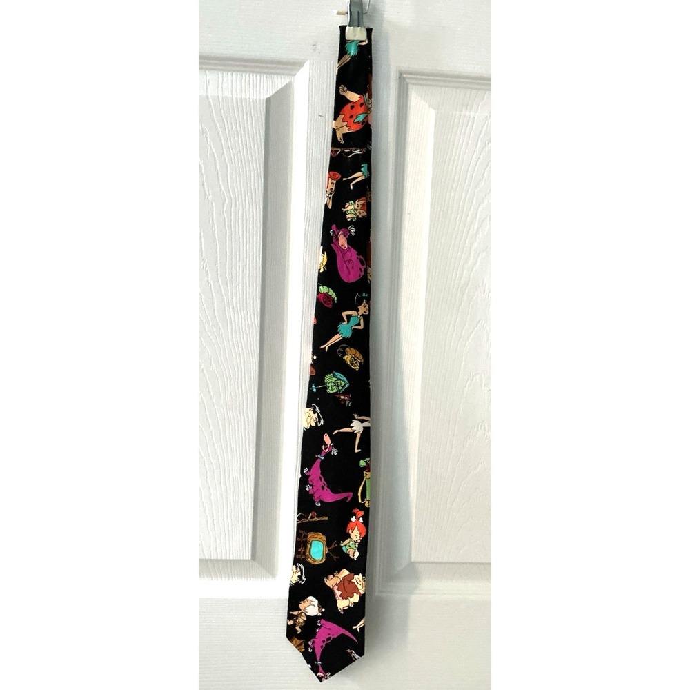 VTG Ralph Marlin Flintstones Tie Hanna Barbera Fred Wilma Barney 100% Cotton